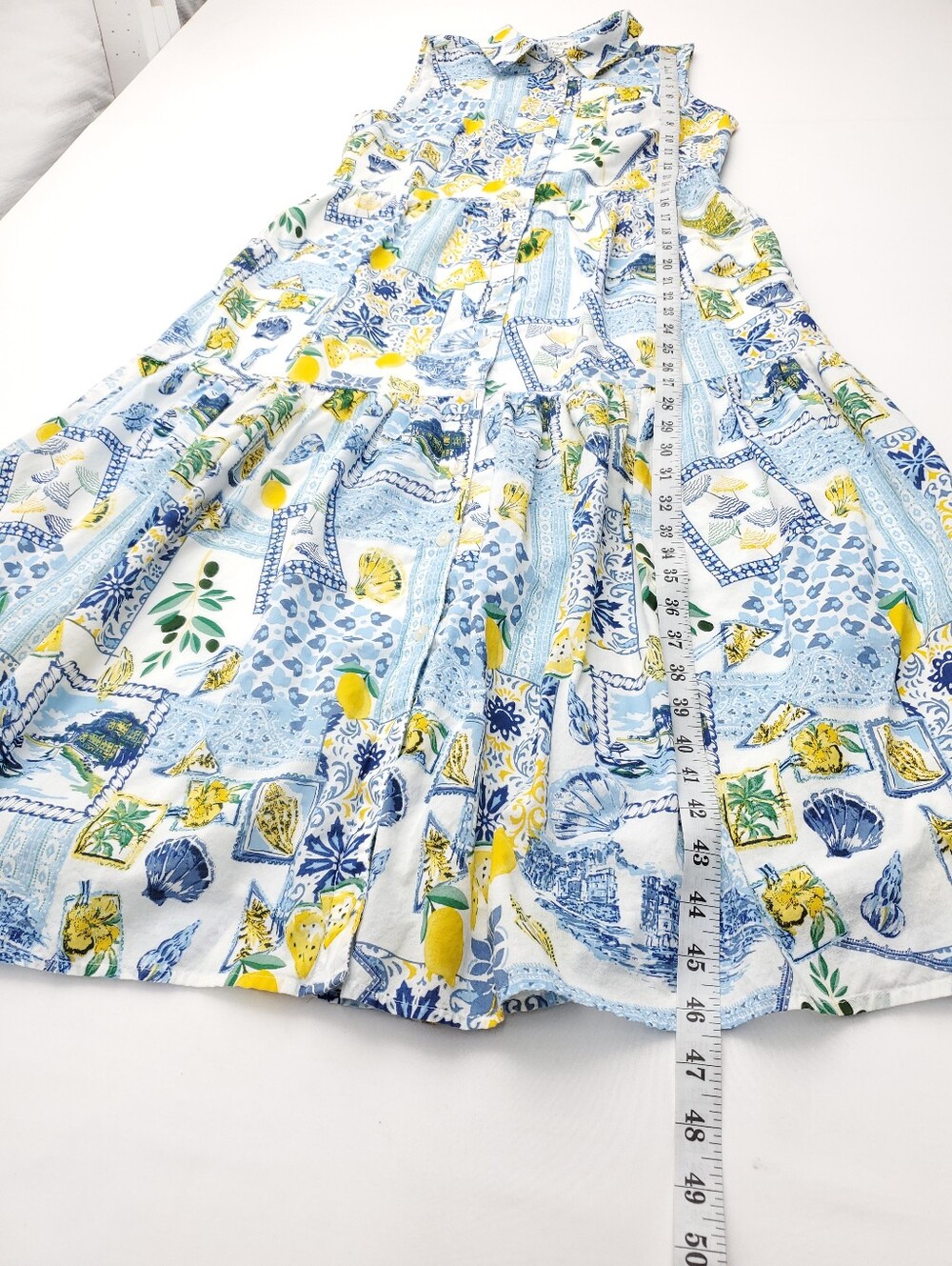 J Crew Dolce Vita Lemons Positano Button Front Midi Dress Cotton Vacation Size 4 - Picture 4 of 10